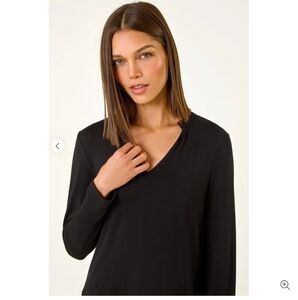 V-Neck Chiffon-Hem Top from Roman {F0054}